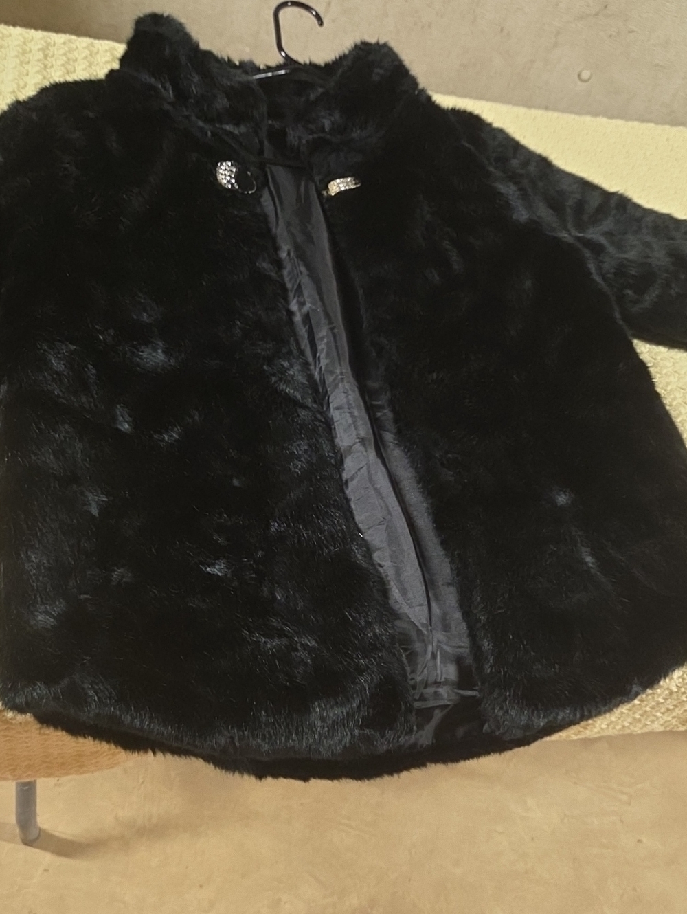 Women's Black Teddy Jacket Faux Fur Coat